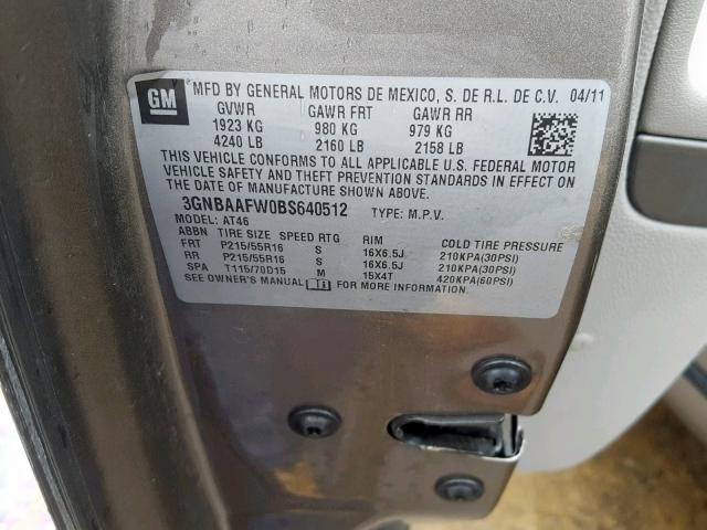 2011 CHEVROLET HHR LS 3GNBAAFW0BS640512