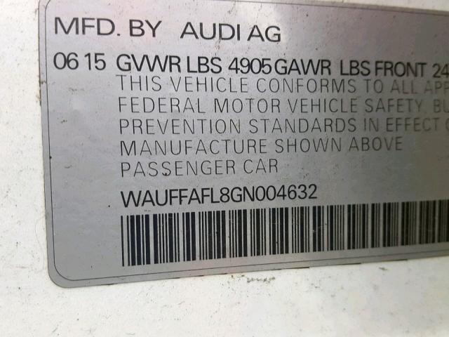 VIN WAUFFAFL8GN004632 2016 Audi A4, Premium Plus S-... no.10