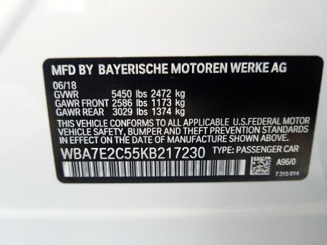 VIN WBA7E2C55KB217230 2019 BMW 7 Series, 740 I no.10