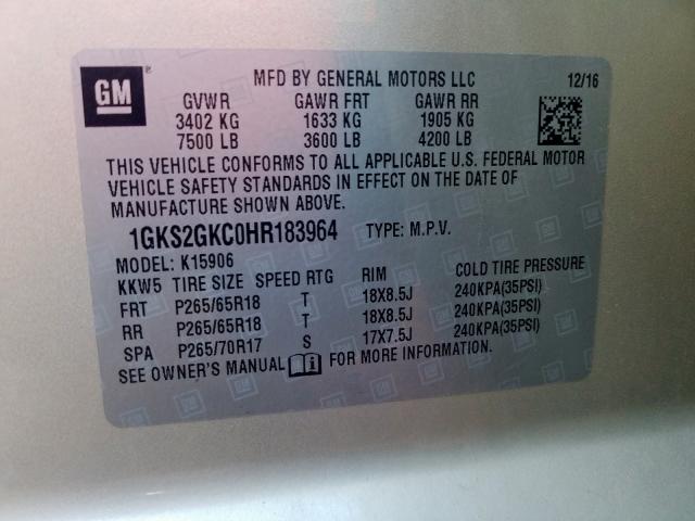 2017 GMC YUKON 1GKS2GKC0HR183964