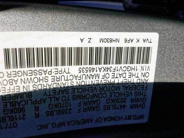 2019 HONDA ACCORD SPO 1HGCV1F34KA146535