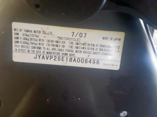 2008 YAMAHA XVS1300 CT JYAVP25E18A006456