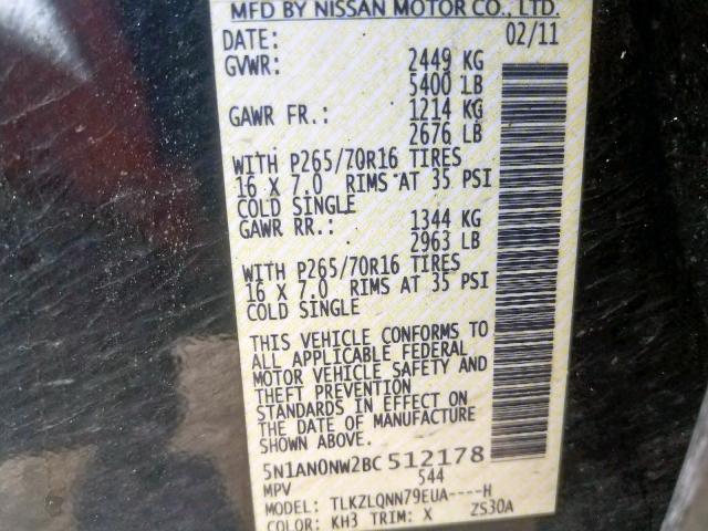 2011 NISSAN XTERRA OFF 5N1AN0NW2BC512178