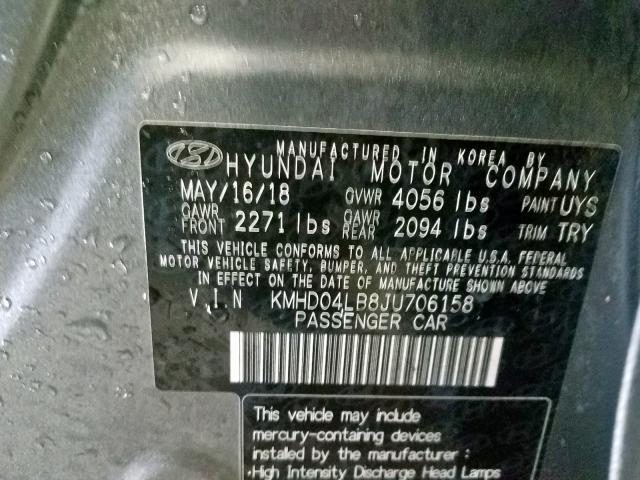 2018 HYUNDAI ELANTRA SP KMHD04LB8JU706158