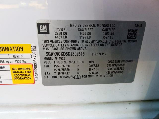 2016 BUICK ENCLAVE - 5GAKVCKD5GJ302515