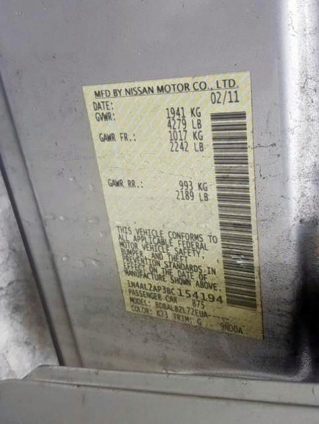 2011 NISSAN ALTIMA 1N4AL2AP3BC154194