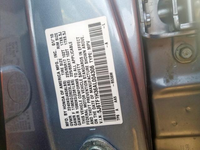 2010 HONDA ACCORD CRO 5J6TF1H36AL004306