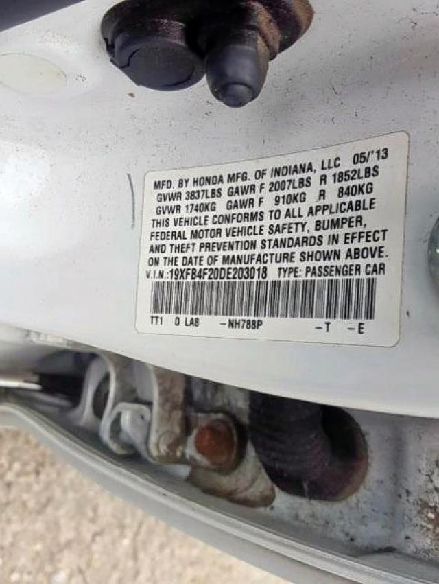 2013 HONDA CIVIC HYBR 19XFB4F20DE203018