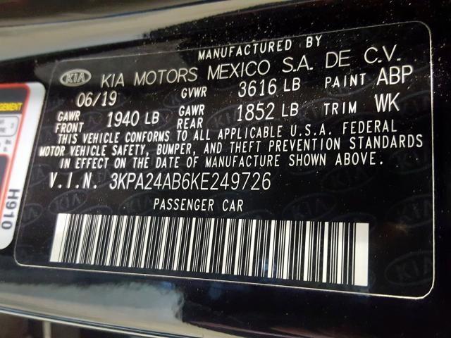 2019 KIA RIO S 3KPA24AB6KE249726