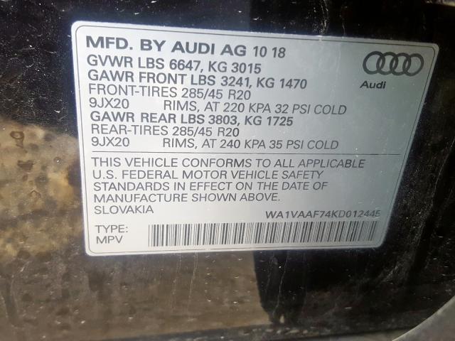 VIN WA1VAAF74KD012445 2019 Audi Q7, Prestige no.10