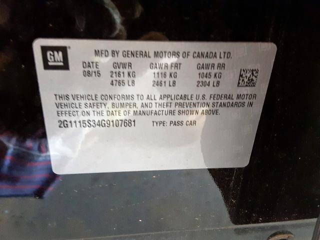 2016 CHEVROLET IMPALA 2G1115S34G9107681