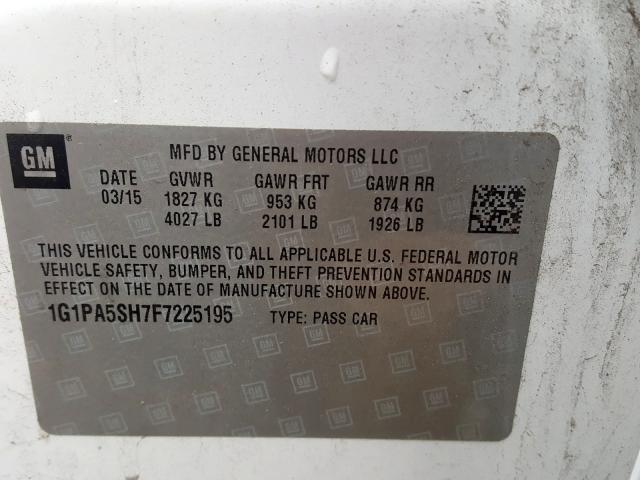 2015 CHEVROLET CRUZE LS 1G1PA5SH7F7225195
