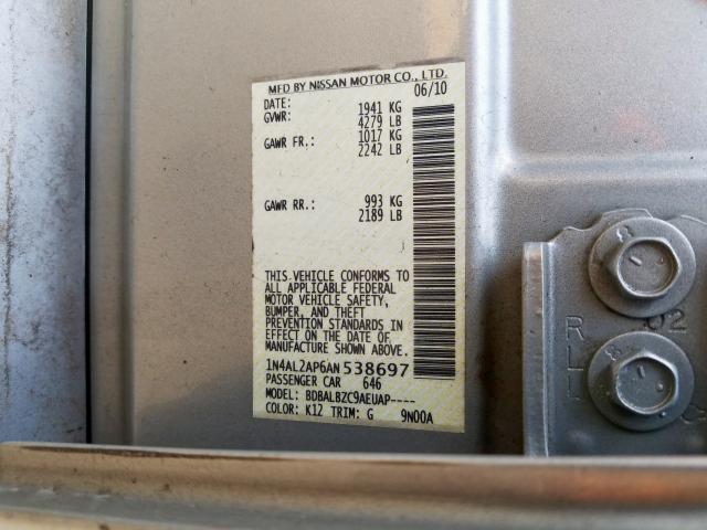 2010 NISSAN ALTIMA BAS 1N4AL2AP6AN538697