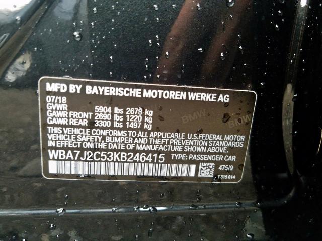 VIN WBA7J2C53KB246415 2019 BMW 7 Series, 740 XE no.10