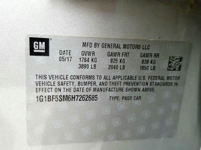 2017 CHEVROLET CRUZE PREM 1G1BF5SM6H7262685