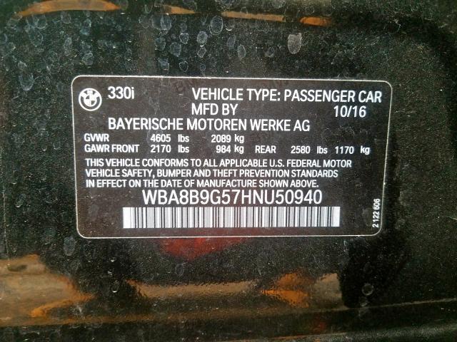 2017 BMW 330 I WBA8B9G57HNU50940