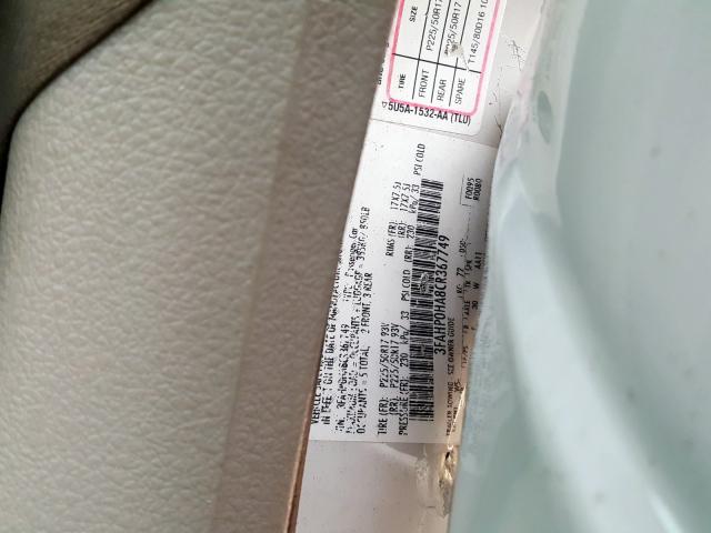 2012 FORD FUSION SE 3FAHP0HA8CR367749
