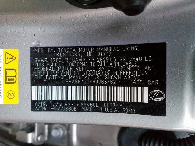 2017 LEXUS ES 350 58ABK1GG4HU065762