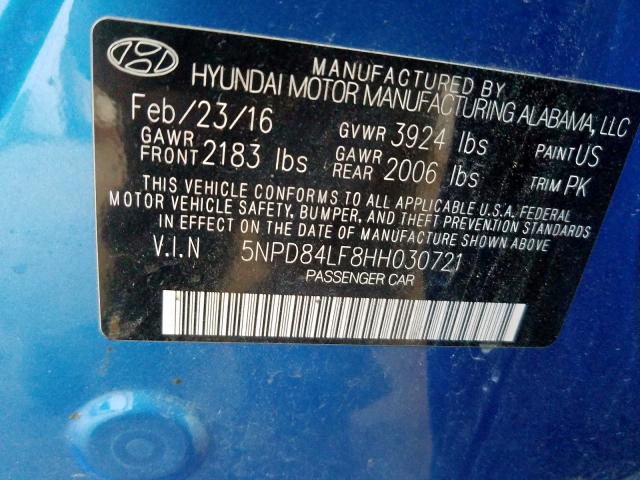 2017 HYUNDAI ELANTRA SE 5NPD84LF8HH030721