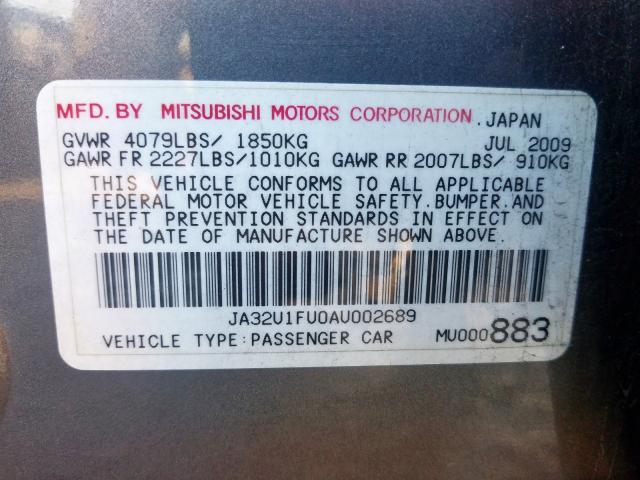 2010 MITSUBISHI LANCER DE JA32U1FU0AU002689
