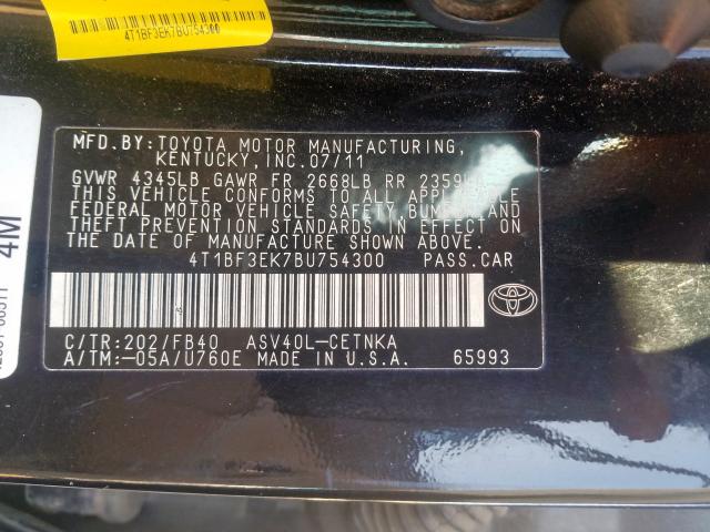 2011 TOYOTA CAMRY BASE 4T1BF3EK7BU754300