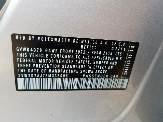 2014 VOLKSWAGEN JETTA BASE 3VW2K7AJ7EM335096