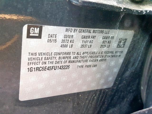 VIN 1G1RC6E45FU143226 2015 Chevrolet Volt no.10