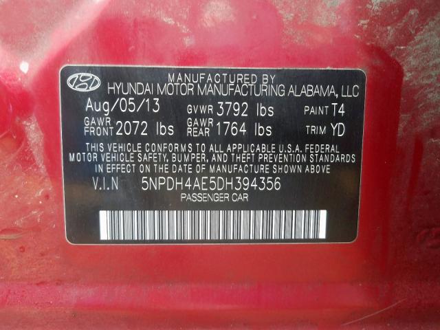 2013 HYUNDAI ELANTRA GL 5NPDH4AE5DH394356