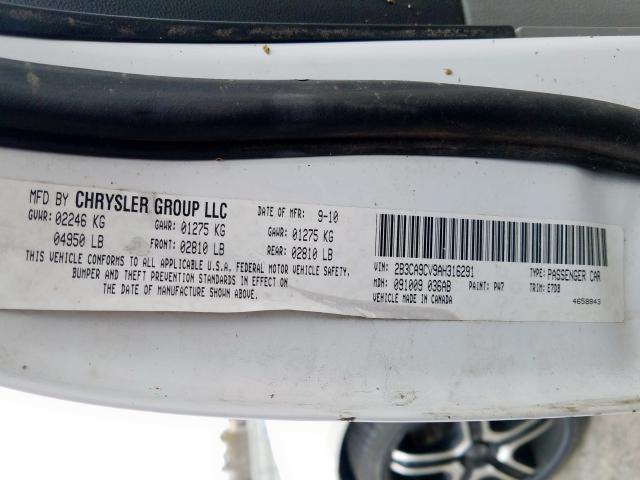 2010 DODGE CHARGER RA 2B3CA9CV9AH316291