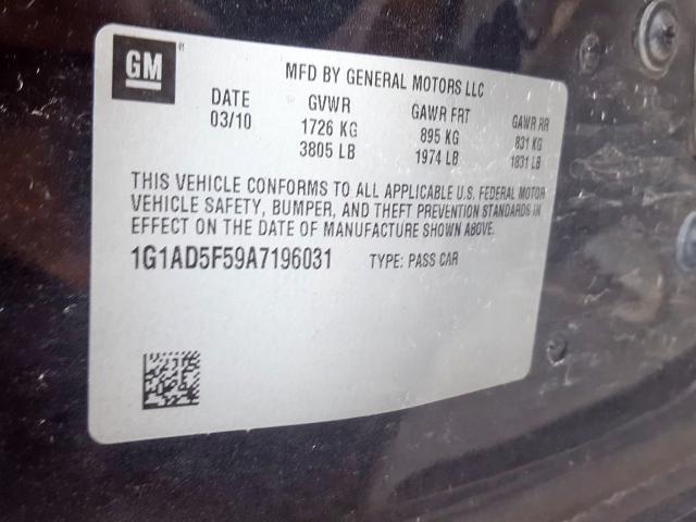 2010 CHEVROLET COBALT 1LT 1G1AD5F59A7196031