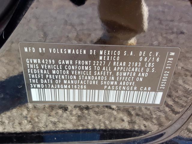 2016 VOLKSWAGEN JETTA SPOR 3VWD17AJ8GM416266