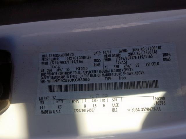 2018 FORD F150 - 1FTNF1C59JKC53955
