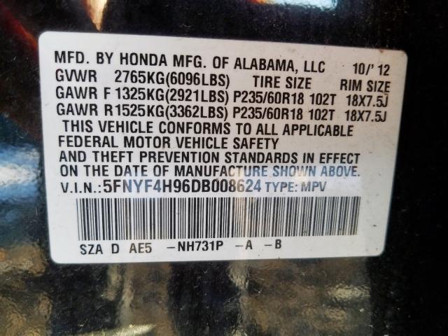 2013 HONDA PILOT 5FNYF4H96DB008624