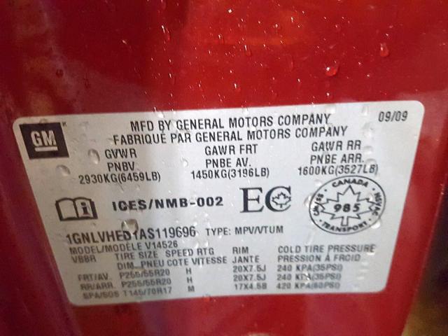 2010 CHEVROLET TRAVERSE L 1GNLVHED1AS119696