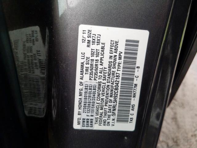 2012 HONDA ODYSSEY TO 5FNRL5H92CB042187