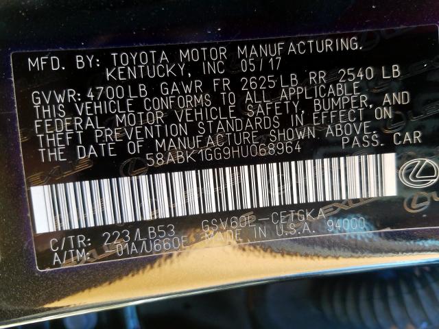 2017 LEXUS ES 350 58ABK1GG9HU068964