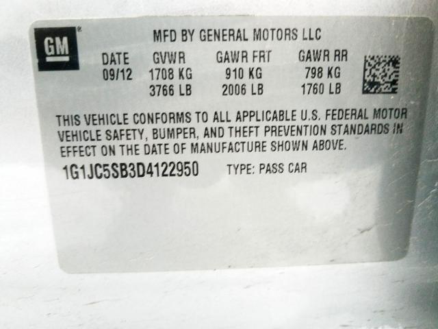 2013 CHEVROLET SONIC LT 1G1JC5SB3D4122950