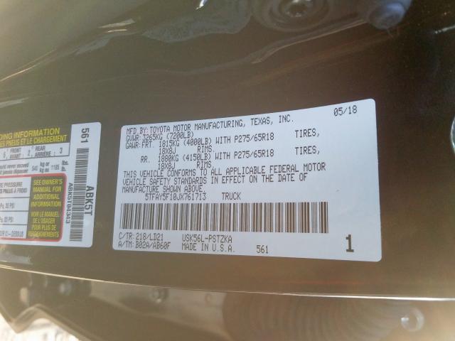 2018 TOYOTA TUNDRA CRE 5TFAY5F10JX761713