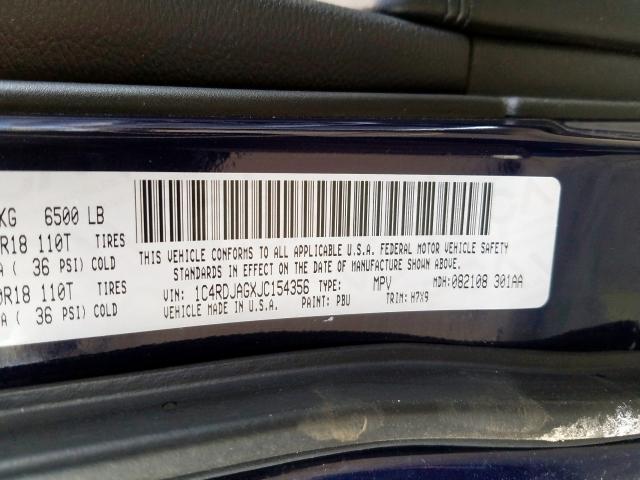 2018 DODGE DURANGO SX 1C4RDJAGXJC154356