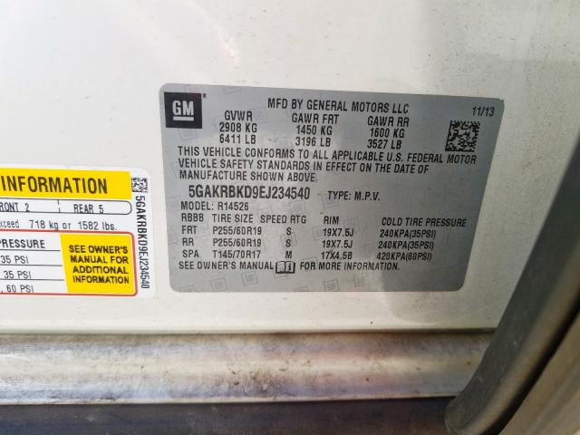 2014 BUICK ENCLAVE 5GAKRBKD9EJ234540