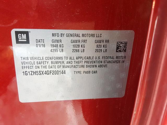 2016 CHEVROLET MALIBU PRE 1G1ZH5SX4GF200144