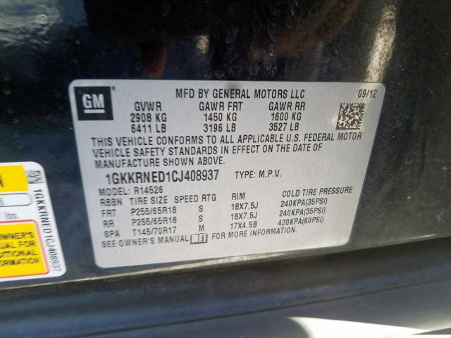2012 GMC ACADIA SLE 1GKKRNED1CJ408937