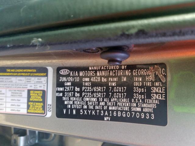 2011 KIA SORENTO BA 5XYKT3A16BG070933