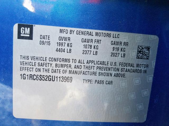 VIN 1G1RC6S52GU113969 2016 Chevrolet Volt, LT no.10