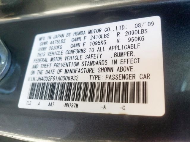 2010 ACURA TSX JH4CU2F61AC006932