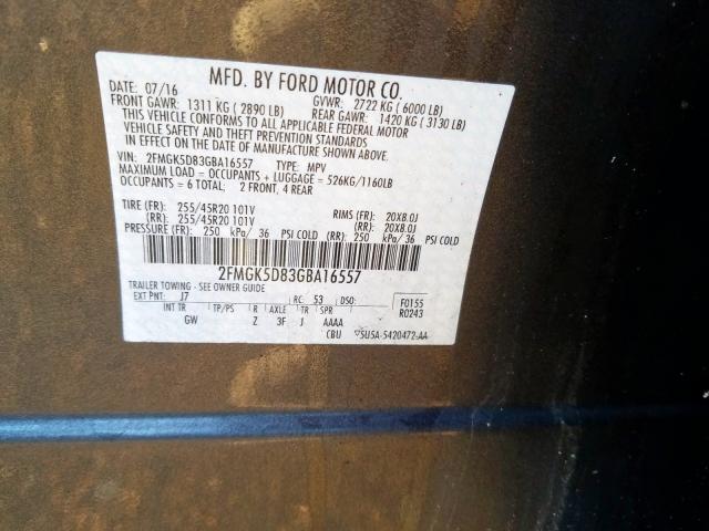 2016 FORD FLEX LIMIT 2FMGK5D83GBA16557