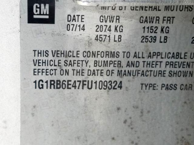 VIN 1G1RB6E47FU109324 2015 Chevrolet Volt no.10