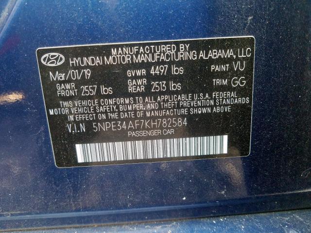 2019 HYUNDAI SONATA LIM 5NPE34AF7KH782584