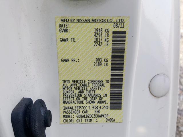 2012 NISSAN ALTIMA S 1N4AL2EP7CC138320
