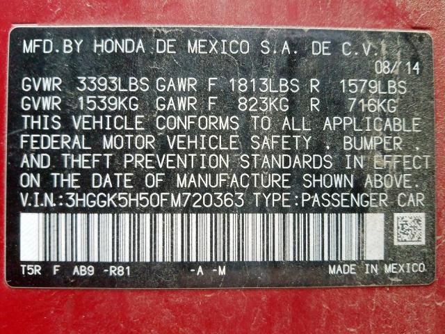 2015 HONDA FIT LX 3HGGK5H50FM720363